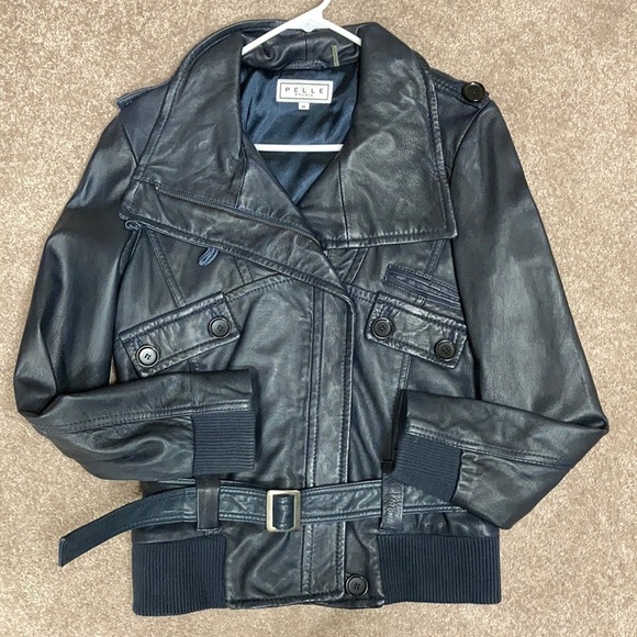 Pelle Studio Jackets & Blazers - Pelle studio belted zip black leather jacket size med.